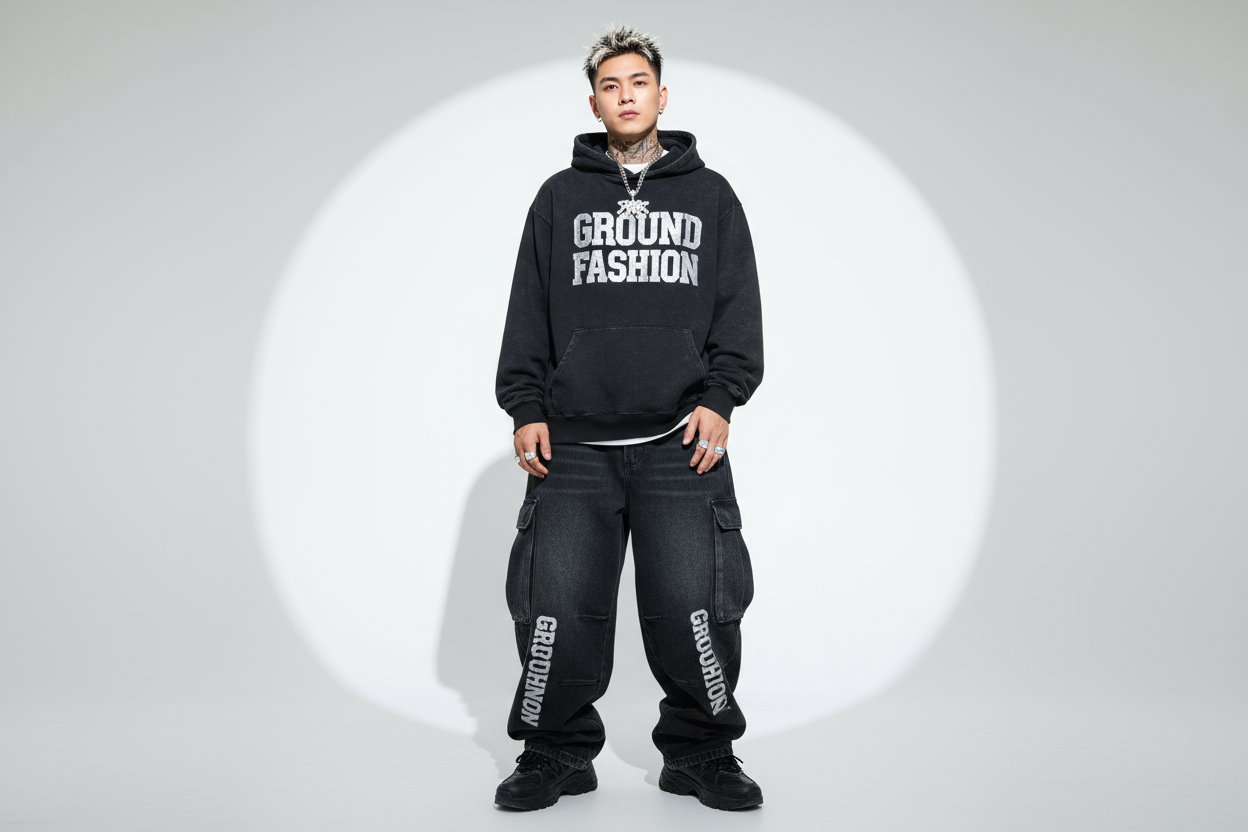 תשנה שהדוגמן יהיה בן הבגדים שלו יהיו שחורים ושיהיה אותו כיתוב גם על הגינס